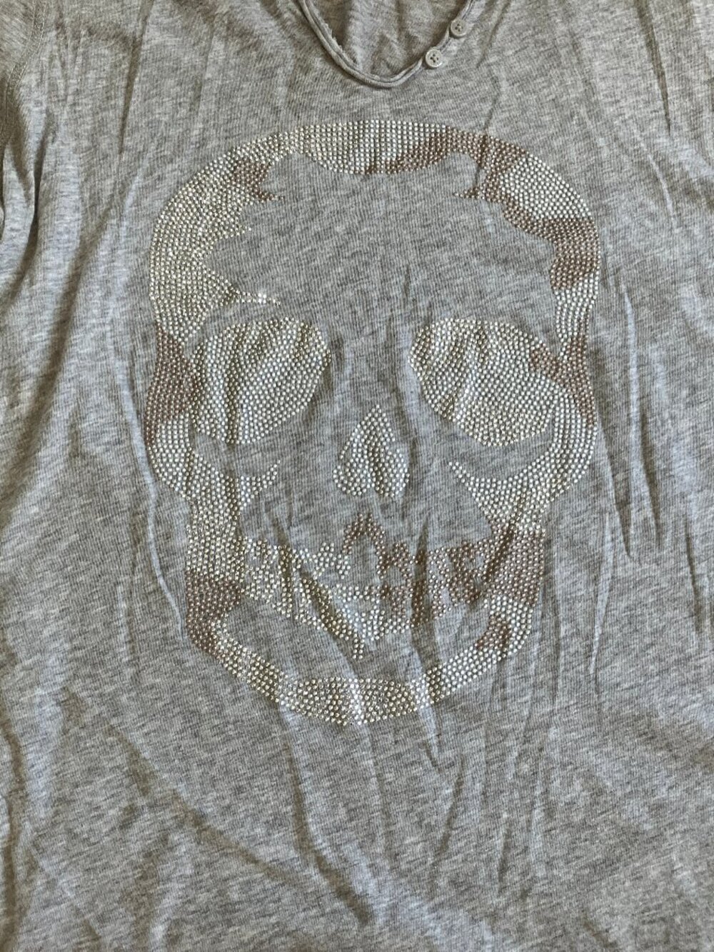 Zadig & Voltaire Gray Long Sleeve Tee with Rhinestone Skull - Picture 4 of 7